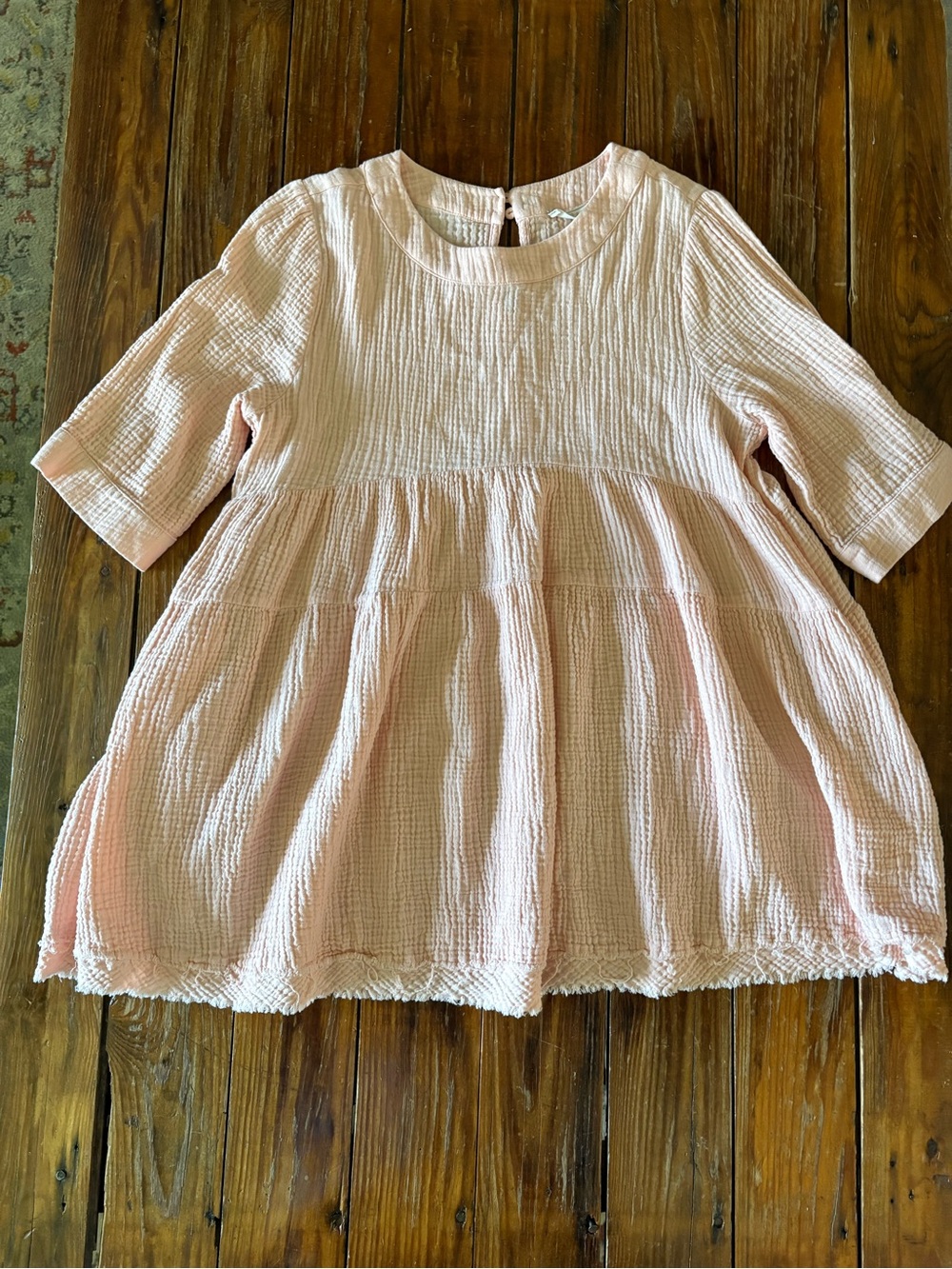 Altar'd State Pale Pink Textured Mini Baby Doll Dress